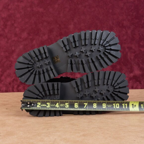 DKNY Women River Black Leather Platform Lug Festival Fashion Combat Boots sz 9 - Picture 5 of 8